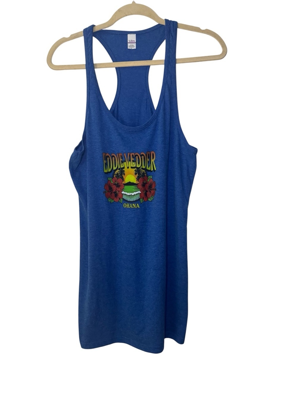 Tultex Blue Eddie Vedder Ohana Festival Graphic Tank Top